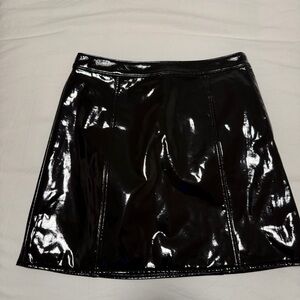 J. Crew Black Glossy Pleather Mini Skirt